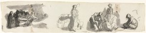 Foglio di studi con un gruppo di quattro figure a destra (recto) da Honoré Daumier