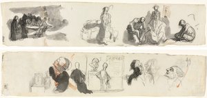 Foglio di studi con un gruppo di quattro figure a destra (recto) Schizzi di varie figure (verso)