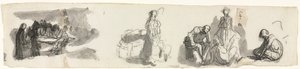 Foglio di studi con un gruppo di quattro figure a destra, schizzi di varie figure da Honoré Daumier