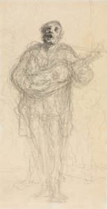 Chitarrista che canta (recto) da Honoré Daumier