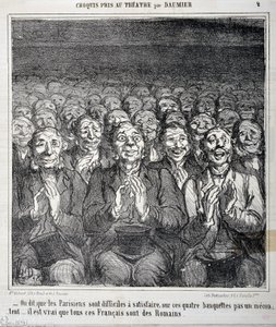 Schizzo preso al teatro: "Si dice che i parigini siano difficili da soddisfare su queste quattro panchine non un malcontento è vero che tutti questi francesi sono romani". Incisione di Honore Daumier in "Le Charivari". Palais Longchamp, Musee des Beaux Art da Honoré Daumier