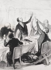I filantropi del giorno, tavola 8: Un 43° brindisi...alla Società della Temperanza, 1844 da Honoré Daumier