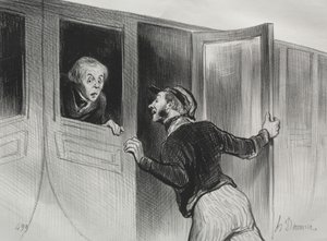 Le ferrovie, tavola 11: Il pericolo di dormire durante un viaggio da Honoré Daumier
