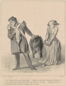 Tiens, Eudoxie, voilà mon bonnet à poil ... da Honoré Daumier