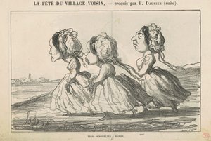 Tre signorine da sposare; Famiglia borghese convinta... da Honoré Daumier