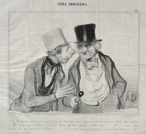 Tipi Parigini, tavola 26: Sì, Signore, il suo aspetto rispettabile mi incoraggia... da Honoré Daumier