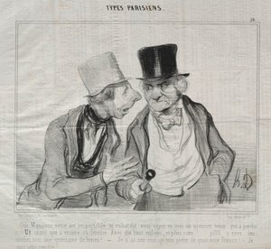 Tipi parigini, tavola 26: Sì, signore, il suo aspetto rispettabile mi incoraggia... da Honoré Daumier