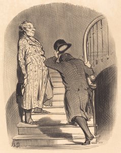 Un inquilino che paga esattamente il suo affitto da Honoré Daumier