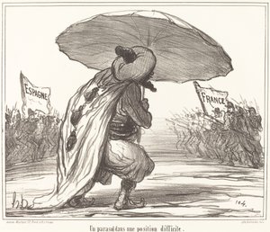 Un parasole in una posizione difficile da Honoré Daumier