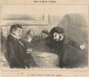 Un comitato che ascolta la lettura di una tragedia da Honoré Daumier