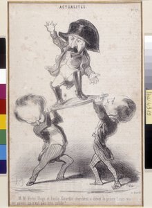Victor Hugo ed Emile de Girardin che sostengono la candidatura di Napoleone Bonaparte. Caricatura di Honore Daumier (1808-1879) apparsa su "Le Charivari". Casa letteraria di Victor Hugo, Bievres da Honoré Daumier