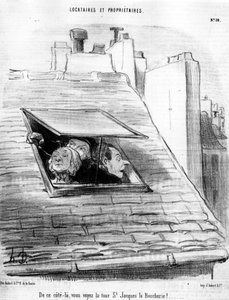 da questo lato, vedi la Torre di San Giacomo la Boucherie!... , tratto da “Tenants et Owners”, serie di cartoni animati di Honore Daumier (1808-1879). “Charivari” da Honoré Daumier
