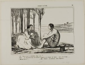 "- Non ti vesti - No... Rimango così in tenuta da bagno tutto il giorno, fuori dalla piscina. - Anche in inverno - Allora mi metto il cappello!", tav. 28 da Croquis D