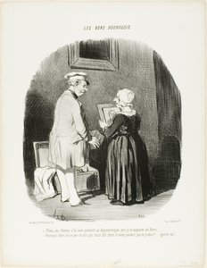 "Ecco, moglie mia, il mio ritratto in dagherrotipo che ho portato per te da Parigi... - Perché non hai fatto fare il mio mentre eri lì... sparisci, egoista!", lastra 28 da Les Bons Bourgeois da Honoré Victorin Daumier