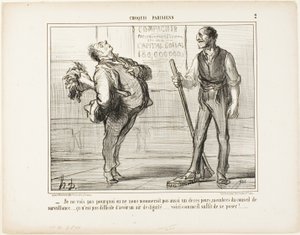 "Non vedo proprio perché non dovremmo essere nominati membri del consiglio di sorveglianza uno di questi giorni..... dopotutto non è così difficile apparire dignitosi... che ne dite di una posa come questa", piatto 2 da Croquis Parisiens da Honoré Victorin Daumier