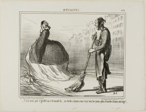 "Mi dispiacerebbe se un giorno questo modo di fare passasse di moda... queste signore fanno metà del mio lavoro!", targhetta 438 di Actualités da Honoré Victorin Daumier