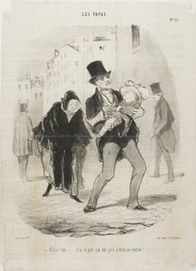 "Sì, va bene, ma il povero ragazzo ha male alla pancia", piatto 13 di Les Papas. da Honoré Victorin Daumier
