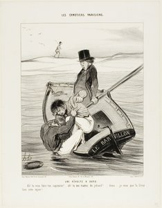 Una rivolta a bordo. "- Ah! Vuoi essere il capitano di te stesso!... - Ah! Mi tratti come un idiota... Ehi... Spero che la Senna lavi questo insulto!", tavola 13 di Les Canotiers Parisiens.