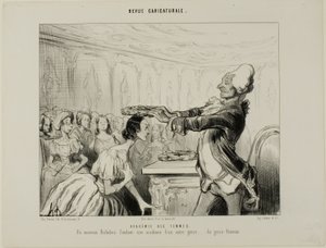 Accademia delle donne. Un nuovo Richelieu, che fonda una nuova Accademia di un genere diverso.... del genere femminile, tavola 33 della Revue Caricatureale da Honoré Victorin Daumier