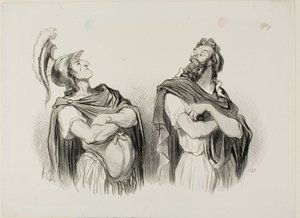 Achille e Agamennone. Achille: "- E cosa me ne importa della tua Troia!", piatto uno delle Physionomies Tragiques. da Honoré Victorin Daumier