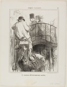 Un aspetto sgradevole del nuovo tipo di Omnibus, tavola 13 da Croquis Parisiens da Honoré Victorin Daumier