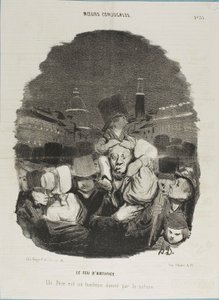 Allo spettacolo pirotecnico. Un padre è un cavallo da tiro, fornito dalla natura, tavola 33 da Moeurs Conjugales e tavola 14 in Actualités da Honoré Victorin Daumier