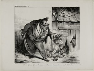 Vieni qui pulcino, pulcino..... Pulcino... Pulcino, Venite Piccoli Tacchini, piatto 442 da Honoré Victorin Daumier