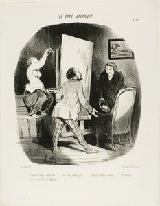 "Entrate, Monsieur, non siate timido. È un quadro vivente.... proprio come (si vede) alla Porte St. Martin", piatto 62 da Les Bons Bourgeois