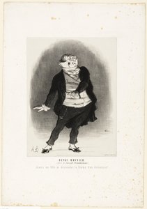 Henri Monnier. (nel ruolo di Joseph Prudhomme) "- Non permetterò mai che mia figlia diventi la moglie di uno scribacchino!", tavola 1 da Les Artistes Contemporains (Odéon) da Honoré Victorin Daumier