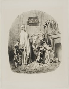 "Non affitto a persone con bambini", targhetta 14 di Locataires Et Propriétaires da Honoré Victorin Daumier