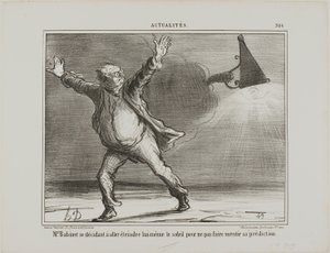 Monsieur Babinet decide di spegnere personalmente il sole affinché le sue previsioni si avverino, tavola 386 di Actualités da Honoré Victorin Daumier