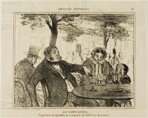 Sugli Champs-Elysées. Degustazione dei prodotti industriali di diversi produttori di birra, tavola 18 da L