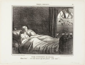 Uno degli svantaggi di vivere in cantina. "Guarda, eccone altre che sono cresciute ieri sera...", piatto 15 da Croquis Parisiens da Honoré Victorin Daumier
