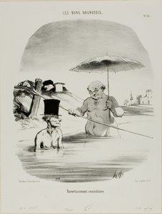 Relax durante le giornate canicolari, piatto 33 di Les Bons Bourgeois da Honoré Victorin Daumier