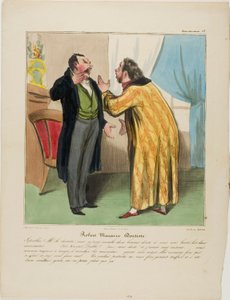 Robert Macaire, dentista. "- Dannazione dottore, ha estratto due denti buoni e ha lasciato i due cattivi. - (Robert Macaire a parte) Diavolo!!! ... (a voce alta) Di certo.... E per una buona ragione: ci sarà abbastanza tempo per estrarre quelli cattivi. Qu da Honoré Victorin Daumier