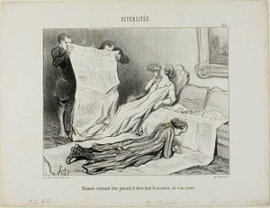 Gli abbonati che lottano per far fronte alla loro carta, piatto 115 da Actualités da Honoré Victorin Daumier