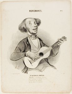 Il chitarrista dilettante. Sfidando gli sbadigli di tutti, mentre canta il suo gracile verso, canterebbe una canzone da salotto, sulle rovine dell