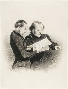 Il Rebus Illustrato. "Singolare! Non riesco a indovinare il rebus del Charivari di oggi! - Credo di avere una parola - ho diverse parole - ho tutto! Devo correre a dirlo a mia moglie", tav. 39 da Les Beaux Jours De La Vie da Honoré Victorin Daumier