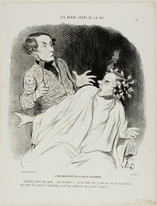 Il disagio di farsi arricciare i capelli. "Oh blast.... guarda qui, attento... mi stai bruciando.... Sto conoscendo qualcuno e voglio che mi faccia fare bella figura....... ma per dichiarare la mia passione bruciante, non ho bisogno di sentire odore di bru da Honoré Victorin Daumier