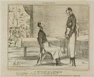 Il ristorante della mostra. "Non ci sono clienti... Non hanno fame - Immagino che gli affamati stiano mangiando gli stuzzichini che gli sono stati offerti", piatto 3 da Le Salon De 1857