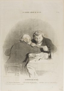 Il ritorno della stagione delle ostriche. "Potrei mangiarne dodici dozzine... Immaginate che ci siano persone a cui non piacciono le ostriche... Non hanno rispetto per se stessi...", piatto 53 di Les Beaux Jours De La Vie. da Honoré Victorin Daumier
