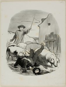 Il pericolo di essere catturati in un inseguimento di campanili, piatto 12 da Pastorales da Honoré Victorin Daumier