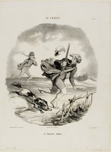 Il cacciatore braccato, tavola 4 da La Chasse da Honoré Victorin Daumier