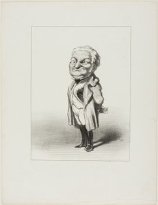 Thiers. Il cittadino Thiers prova il nuovo cappotto posteriore che Babin gli ha appena inviato, piatto 4 da Les Représentans Représentés da Honoré Victorin Daumier