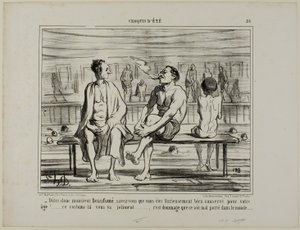 "Sapete, Monsieur Beaufumé, in realtà vi siete mantenuto dannatamente bene considerando la vostra età. Questo costume vi si addice perfettamente.... solo un peccato che non stia bene a tutti", piatto 36 da Croquis D