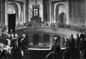 Anniversario della morte di Napoleone I, 5 maggio 1863: messa commemorativa celebrata agli Invalides, a Parigi, alla presenza di ex soldati dell