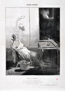 Opera di Honoré Daumier (1808-1879) Charivari del 1842: Serie HISTORIE ANCIE Le Notti di Penelope Del suo sposo assente l