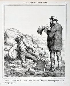 Opera di Honoré Daumier. Charivari del 1865: Serie LES ARTISTS IN THE CAMPAGNE “- Vediamo, è finita?... È ancora stancante riposare così a lungo...” MUSEO DELLE BELLE ARTI - PALAZZO LONGCHAMP, MARSIGLIA da Honoré Daumier
