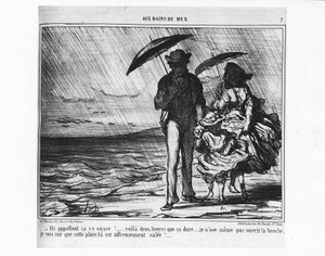 Ai bagni di mare: parigini al mare sotto una pioggia battente - di Daumier, in "Charivari" del 19/09/1859 da Honoré Daumier