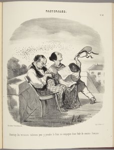 Vantaggio delle terrazze italiane per rinfrescarsi in compagnia di una folla di cugini francesi da Honoré Daumier